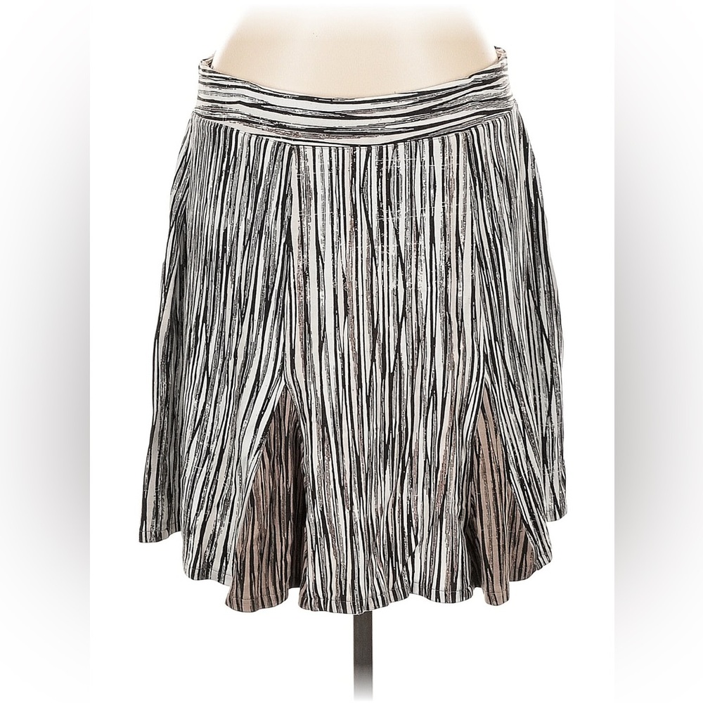 NIC + ZOE Excellent Striped Black/WhiteTaupe Knit Skirt Size L